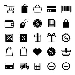 Set of 20 e-commerce ui ux silhouette icons vector illustration scalable eps vector
