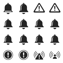 Notification ui ux silhouette vector bundle essential icons for alert and messaging systems vector