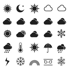 Set of 20 silhouette weather ui ux icons vector illustration scalable eps vector