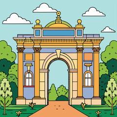 Obraz premium renaissance marble arch in palace garden .eps