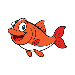 Vector art of a cheerful orange cartoon fish with a big smile, this lively aquatic character brings a splash of color and joy to any design with its vibrant hue