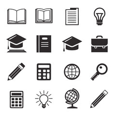 Set of 16 education ui ux silhouette icons vector scalable illustration vector