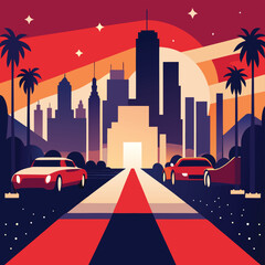 stylized hollywood premiere night with city skylin (2).eps