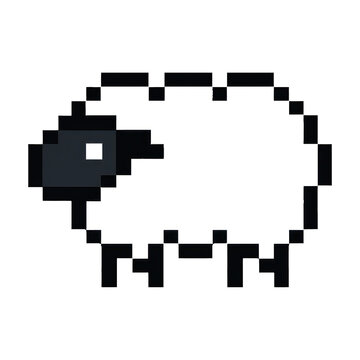 PNG Pixelated sheep in minimalist style.