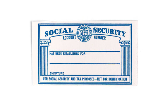 Moscow, Russia, 10.17.2025. American document. Old social security on a white background.