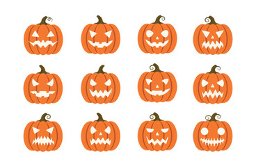 Halloween Pumpkin Icons Set, Generative Ai