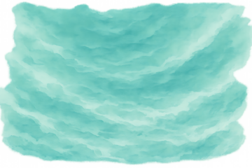 Abstract watercolor texture in shades of turquoise and teal, isolated on transparent background