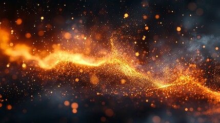Fototapeta premium Golden particle dynamic background
