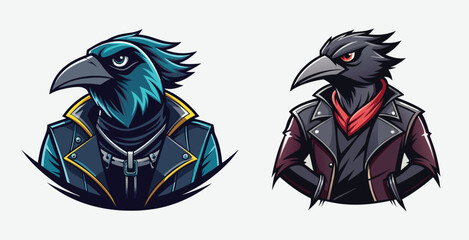 Fototapeta premium Elegant sharp fierce crow logo vector art design illustration