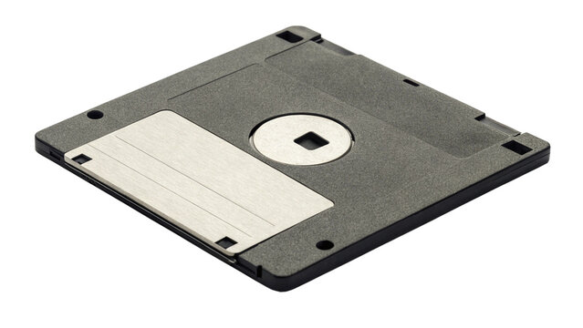 Old floppy disk isolated on white background