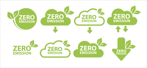 Zero Emission. Carbon neutral. Zero greenhouse gas emissions objective. Vector