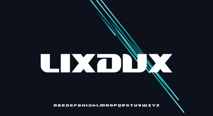 Lixdux, Abstract technology science alphabet lowercase font. digital space typography vector illustration design
