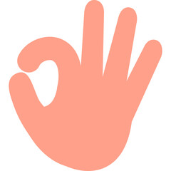 Pale Orange Hand Gesture Forming OK Sign Against Transparent Background