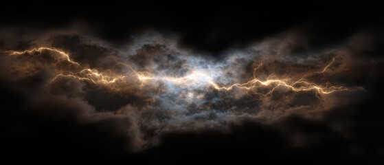 Obraz premium Glowing Lightning Bolt with Thunder Effect in Dark Sky Background