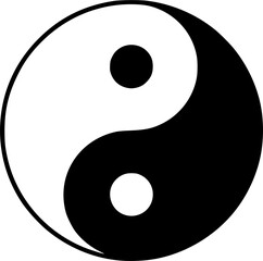 Yin and Yang. Outlined esoteric symbol of harmony and balance. Feng shui. Black line icon. Isolated contoured taoism sign on white background.
