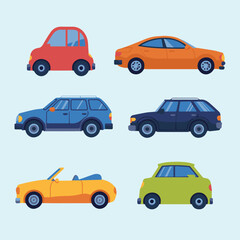 stylized car illustrations sideview collection vector art for education presentations icon sets and product mockups