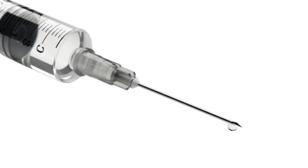 Hypodermic needle with drop of liquid isolated PNG with Transparent Background