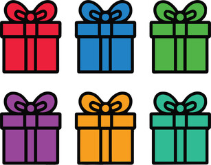 bright gift boxes vector set colorful presents with bows flat illustration for party and holiday