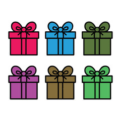 vector giftbox collection bright wrapped presents with ribbon bows ideal for festive retail use