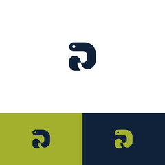 Modern abstract letter 'a' with a small dot, shown in three versatile color options