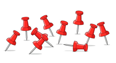Red Push Pins Scattered on a White Surface Stationery Essentials