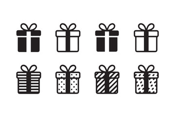 modern gift vector pack black and white wrapped present icons ribbon bow ai eps png jpeg