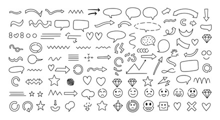 Hand-Drawn Doodle Element Collection Arrows, Shapes, Emoticons & More