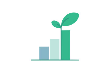 Sustainable Growth Bar Chart With Plant Vector