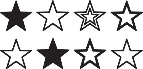 minimal star icon set in four styles solid outlined doubleoutline perfect for ratings badges ui elements