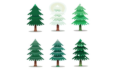 Snowy Pine Tree Vector Set | Winter Christmas Tree Illustrations for Design