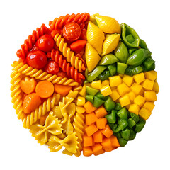 Colorful Pasta and Veggie Food Wheel