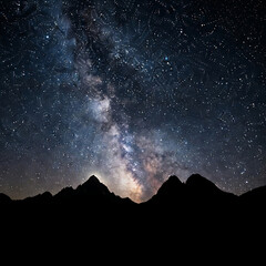 Stunning Milky Way Galaxy Arching over Mountain Silhouettes at Night