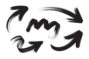 black brush arrow icons vector pack dynamic directional strokes for presentations branding and design