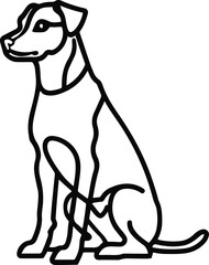 Dog sitting in outline form, clean minimal 2