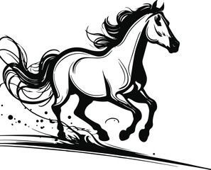 Horse running in continuous black line 1