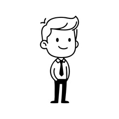 Cheerful young businessman standing confidently with hands in pockets, representing office work, success, and career growth.
