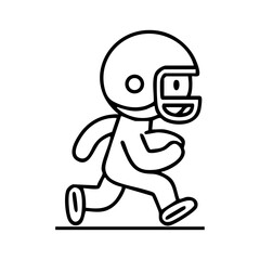 Playful child football player running with a ball in hand, wearing helmet and uniform, symbolizing sport, energy, and teamwork.