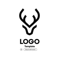 Minimalist Deer Head Logo Template Design Concept Illustration Artwork