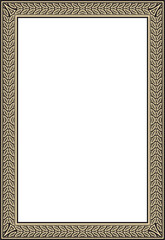 Vector golden and black square Yakut ornament. An endless rectangular border, a frame of the northern peoples of the Far East.