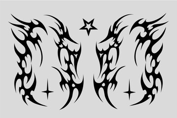 Tribal tattoo design set with star, Neo tribal design for tshirt sleeve or long pants, 