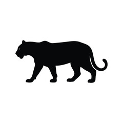 Black Silhouette of a Walking Jaguar, A Powerful and Graceful Predator, jaguar prowling silhouette vector illustration