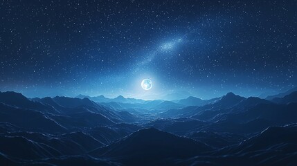 Mountains and galaxies under the night sky