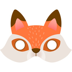 Orange Fox Mask With White Accents And Brown Details On A Transparent Background