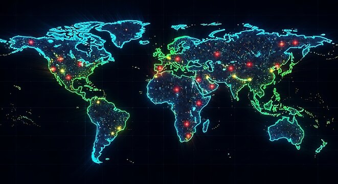 Global Network with Digital World Map.