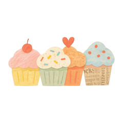 PNG Colorful whimsical cupcake illustration.
