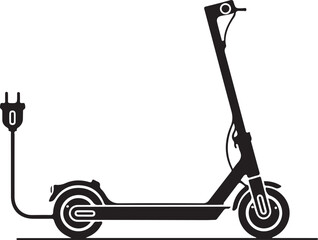 Electric scooter icon with plug vector illustration innovative transportation for urban mobility