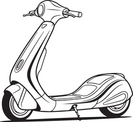 Elegant Scooter Line Art Illustration Modern and Stylish Vehicle Design on White Background