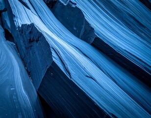 Abstract Blue Rock Formations - A Study in Texture and Light.