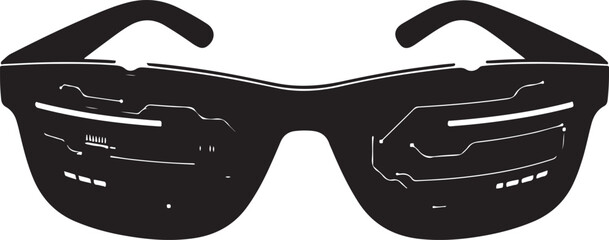 Futuristic Smart Glasses Displaying Technological Information Black and White Minimalist Style Great for Technology Concepts