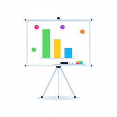 Graph chart on presentation board in colorful flat design style  